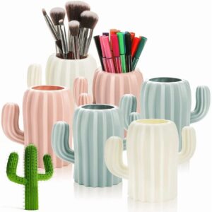 6 Pack Plastic Pencil Holders, Cactus Pen Holder Cup, Cute Desktop Pencil Storag