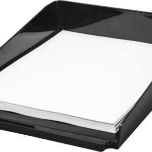 Storex Modern Gloss Letter Tray, 10 X 2.8 X 12.2 Inches, Black, 1 Count - Image 2