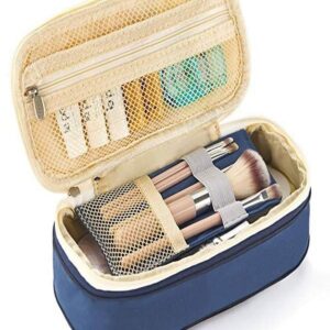 Wrjufa Large Capacity Zipper Pencil Case Pen Pouch Bag Office Student Canvas Stationery Navy - Image 4