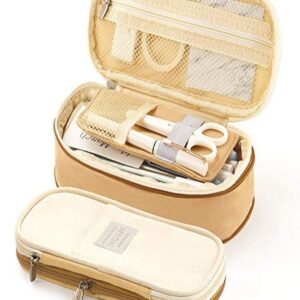 Wrjufa Large Capacity Zipper Pencil Case Pen Pouch Bag Office Student Canvas Stationery Navy - Image 7