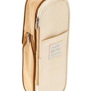 Wrjufa Large Capacity Zipper Pencil Case Pen Pouch Bag Office Student Canvas Stationery Navy - Image 8