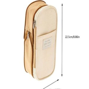 Wrjufa Large Capacity Zipper Pencil Case Pen Pouch Bag Office Student Canvas Stationery Navy - Image 9