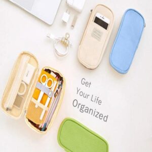 Wrjufa Large Capacity Zipper Pencil Case Pen Pouch Bag Office Student Canvas Stationery Navy - Image 10