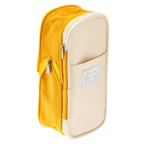 Wrjufa Large Capacity Zipper Pencil Case Pen Pouch Bag Office Student Canvas Stationery Navy - Image 12