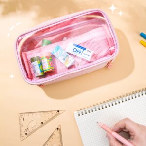 Deli Foldable Pencil Pen Case Big Capacity Pencil Pouch Large Pencil Bag Makeup Bag for Teen Boys Girls School Students, Pink - Image 6