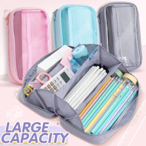 Deli Foldable Pencil Pen Case Big Capacity Pencil Pouch Large Pencil Bag Makeup Bag for Teen Boys Girls School Students, Pink - Image 9