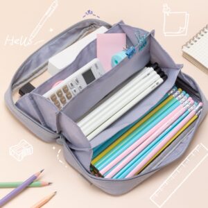 Deli Foldable Pencil Pen Case Big Capacity Pencil Pouch Large Pencil Bag Makeup Bag for Teen Boys Girls School Students, Pink - Image 10