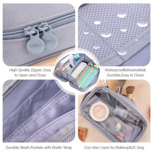 Deli Foldable Pencil Pen Case Big Capacity Pencil Pouch Large Pencil Bag Makeup Bag for Teen Boys Girls School Students, Pink - Image 14