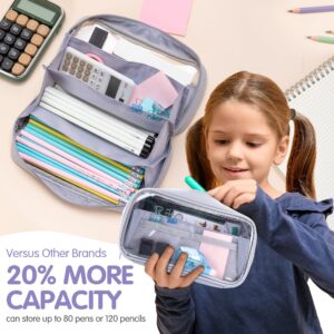 Deli Foldable Pencil Pen Case Big Capacity Pencil Pouch Large Pencil Bag Makeup Bag for Teen Boys Girls School Students, Pink - Image 15