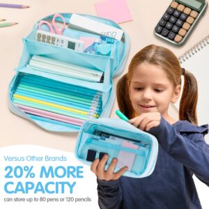 Deli Foldable Pencil Pen Case Big Capacity Pencil Pouch Large Pencil Bag Makeup Bag for Teen Boys Girls School Students, Pink - Image 21