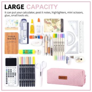 QiShi Big Capacity Pencil Case Stationery Pouch,Multi-Colored Pen Pouch,Cosmetic Pouch Bag, Pen Bag with Zipper Bag for Boy Girl (Pink) - Image 3