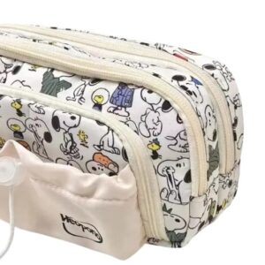 Anime Snoopy Inspired Zipper Pencil Case Organizer Pouch – Multi-Compartment Storage Bag with Mesh Pocket - Image 4