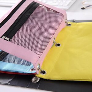 JLFNYA School Supplies Under $1! 3 Ring Pencil Pouch Clearance! Clear Pencil Pouch with Mesh Zipper,Multi-Color Clear Pencil Case,Cosmetic Bag Cute Pencil Case - Image 5