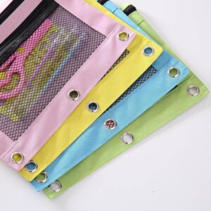 JLFNYA School Supplies Under $1! 3 Ring Pencil Pouch Clearance! Clear Pencil Pouch with Mesh Zipper,Multi-Color Clear Pencil Case,Cosmetic Bag Cute Pencil Case - Image 8
