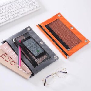 JLFNYA School Supplies Under $1! 3 Ring Pencil Pouch Clearance! Clear Pencil Pouch with Mesh Zipper,Multi-Color Clear Pencil Case,Cosmetic Bag Cute Pencil Case - Image 9