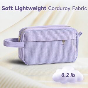 DAKIMOE Pencil Case Cute Pencil Pouch Corduroy Colored Large Capacity Soft Lightweight Versatile Stationary for Students Teens Adults, Purple - Image 4