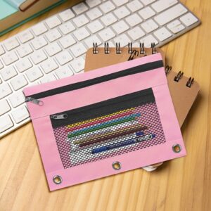 JLFNYA School Supplies Under $1! 3 Ring Pencil Pouch Clearance! Clear Pencil Pouch with Mesh Zipper,Multi-Color Clear Pencil Case,Cosmetic Bag Cute Pencil Case - Image 42