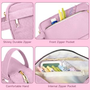 DAKIMOE Pencil Case Cute Pencil Pouch Corduroy Colored Large Capacity Soft Lightweight Versatile Stationary for Students Teens Adults, Purple - Image 24