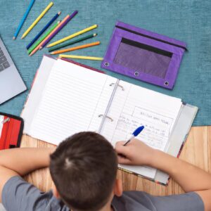 JLFNYA School Supplies Under $1! 3 Ring Pencil Pouch Clearance! Clear Pencil Pouch with Mesh Zipper,Multi-Color Clear Pencil Case,Cosmetic Bag Cute Pencil Case - Image 53