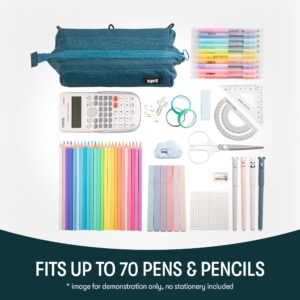 ZIPIT Lenny Pencil Case | Large Capacity Pencil Pouch | Aesthetic Case for College and Office (Teal) - Image 5