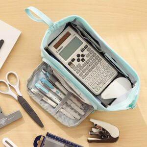 Ameitech Pencil Case,Large Capacity Pencil Pouch Handheld Pen Bag for School Teen Girl Boy,Blue - Image 3
