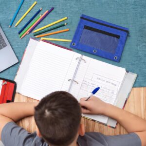 JLFNYA School Supplies Under $1! 3 Ring Pencil Pouch Clearance! Clear Pencil Pouch with Mesh Zipper,Multi-Color Clear Pencil Case,Cosmetic Bag Cute Pencil Case - Image 137