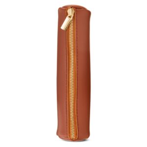 Pen + Gear Simulated Leather Pencil Pouch, Zipper Pull, Cognac Brown - Image 3