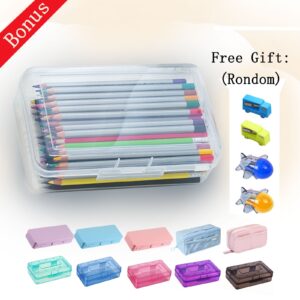 GFHFHITJ Plastic Pencil Box Large Capacity Pencil Boxes Clear Boxes with Snap-Tight Lid Stackable Design And Stylish Office Supplies Storage Organizer Box - Image 48