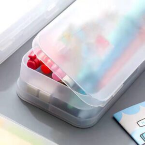 GFHFHITJ Plastic Pencil Box Large Capacity Pencil Boxes Clear Boxes with Snap-Tight Lid Stackable Design And Stylish Office Supplies Storage Organizer Box - Image 66