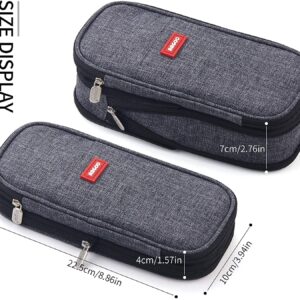 Jeexi Large Capacity Colored Canvas Pencil Case - Storage Pouch Marker Pen Big Stationery Case Simple Great Bag Holder for Middle High School Office College Student Unisex Adult Teen Gift (Gray) - Image 5