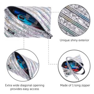 ZIPIT Metallic Large Pencil Case for Girls, Large Capacity Pencil Pouch, Case for Elementary School & Middle School (Silver-Rainbow) - Image 3