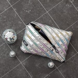 ZIPIT Metallic Large Pencil Case for Girls, Large Capacity Pencil Pouch, Case for Elementary School & Middle School (Silver-Rainbow) - Image 4