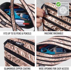 ZIPIT Metallic Large Pencil Case for Girls, Large Capacity Pencil Pouch, Case for Elementary School & Middle School (Silver-Rainbow) - Image 9