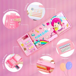 Ristpal Pop up Multi Function Pencil Case l(6-12), Cute Cartoon Pencil Box with Sharpener, Schedule, Whiteboard(Purple) - Image 22