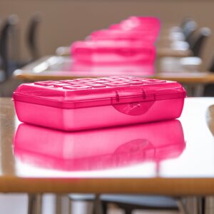 Sterilite Small Pencil Box Plastic, Neon Pink - Image 3