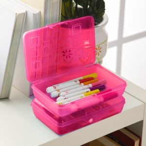 Sterilite Small Pencil Box Plastic, Neon Pink - Image 6