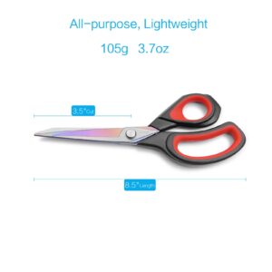 LIVINGO Heavy Duty Fabric Scissors Titanium, 8.5″, Red & Black