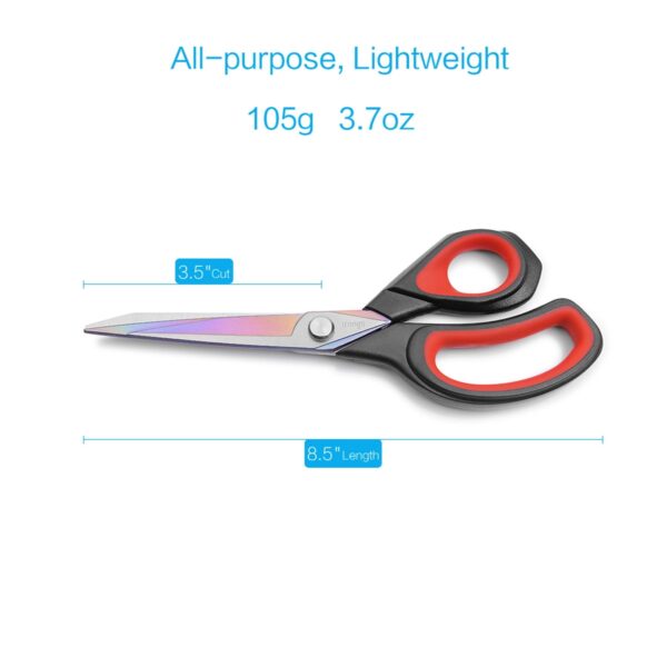LIVINGO Heavy Duty Fabric Scissors Titanium, 8.5″, Red & Black