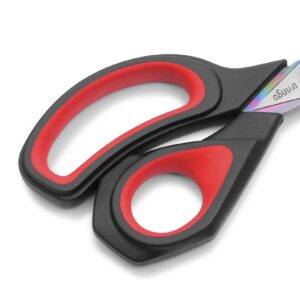 LIVINGO Heavy Duty Fabric Scissors Titanium, 8.5″, Red & Black