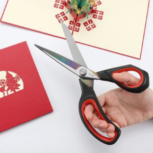 LIVINGO Heavy Duty Fabric Scissors Titanium, 8.5″, Red & Black