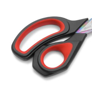 LIVINGO Heavy Duty Fabric Scissors Titanium, 8.5″, Red & Black