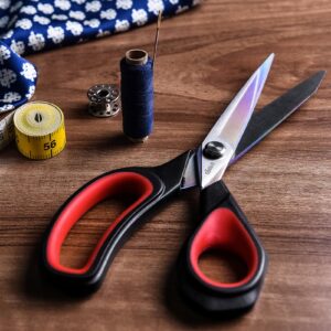 LIVINGO Heavy Duty Fabric Scissors Titanium, 8.5″, Red & Black
