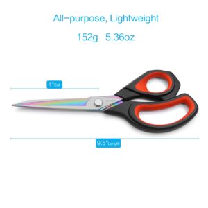 LIVINGO Heavy Duty Fabric Scissors Titanium, 8.5″, Red & Black