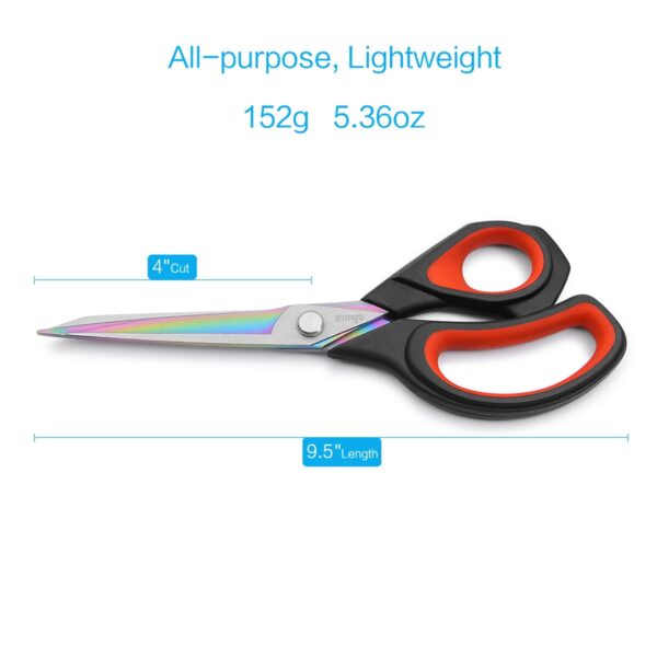 LIVINGO Heavy Duty Fabric Scissors Titanium, 8.5″, Red & Black