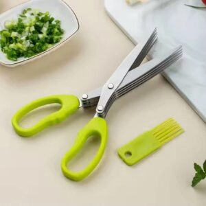 Multifunctional Stainless Steel Herb Scissors Kitchen Onion Chopper Gadgets