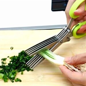 Multifunctional Stainless Steel Herb Scissors Kitchen Onion Chopper Gadgets