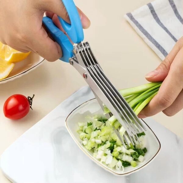 Multifunctional Stainless Steel Herb Scissors Kitchen Onion Chopper Gadgets