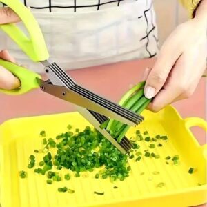 Multifunctional Stainless Steel Herb Scissors Kitchen Onion Chopper Gadgets