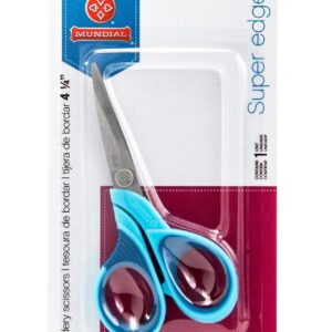 Mundial SuperEdge Stainless Steel Pointed Embroidery Scissors, 4-1/4", Blue