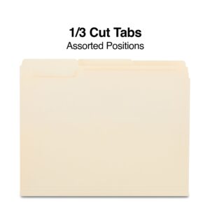 Staples 3-Tab File Folders Letter Assorted Position Manila 250/Box TR56673